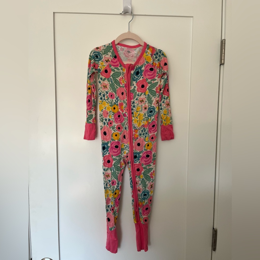 Little Sleepies Pink and Yellow Floral Footie